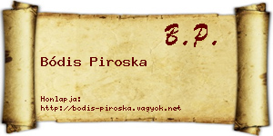 Bódis Piroska névjegykártya